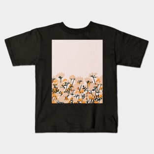 Abstract flowers, Botanical Mid century art Kids T-Shirt